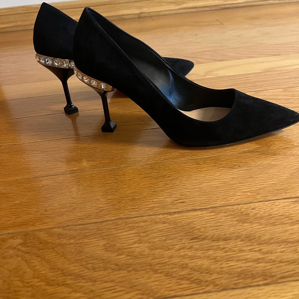 Miu Miu Black Heels with Crystal Accents